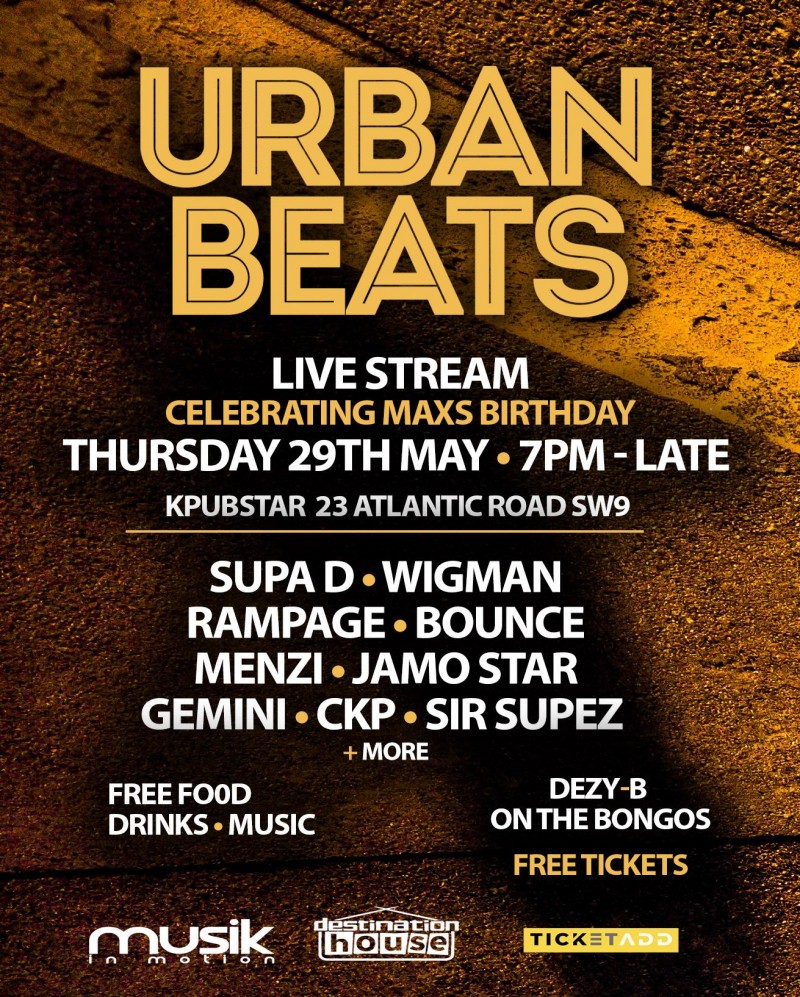 Tonight! Urban beats Live Stream + Party